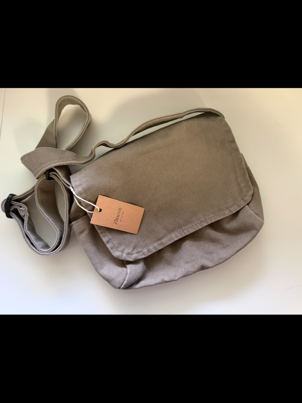 Amazon Crossbody Canvas Bag in Taupe